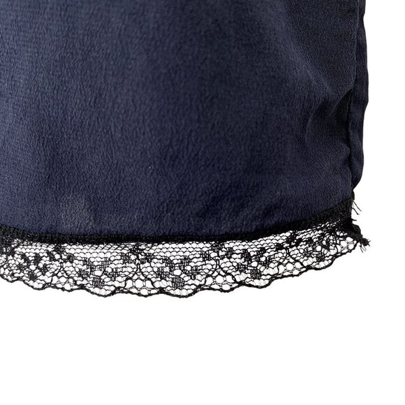 Zadig and Voltaire Camisole Top Womens XS/S Navy Blue Lace Trim Silk V-Neck - Picture 3 of 7